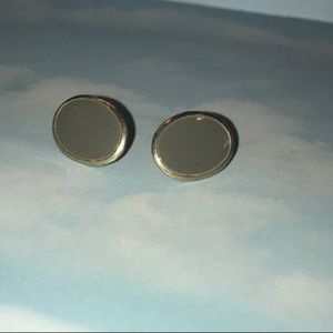 Grey and gold oval earrings